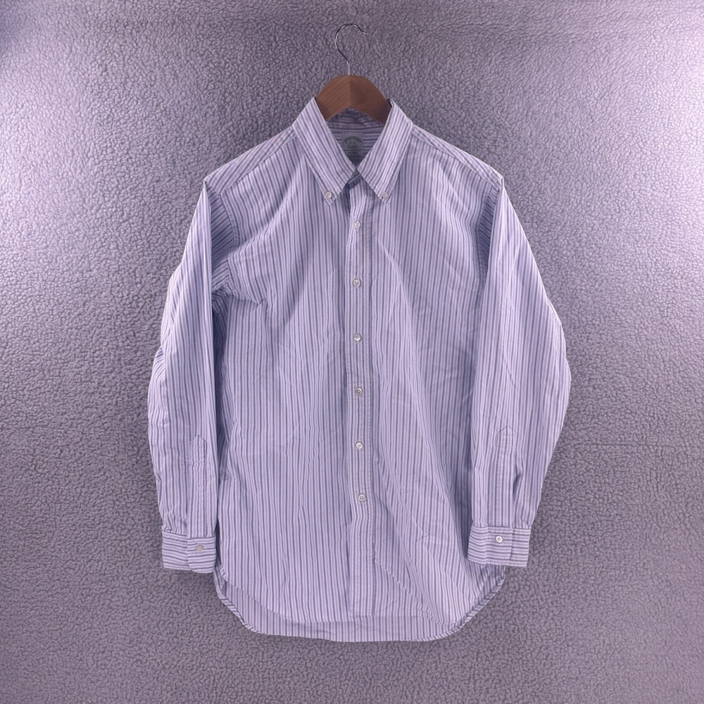 Brooks Brothers Makers OCBD Shirt Mens 16-33 Blue White Striped Made In Usa